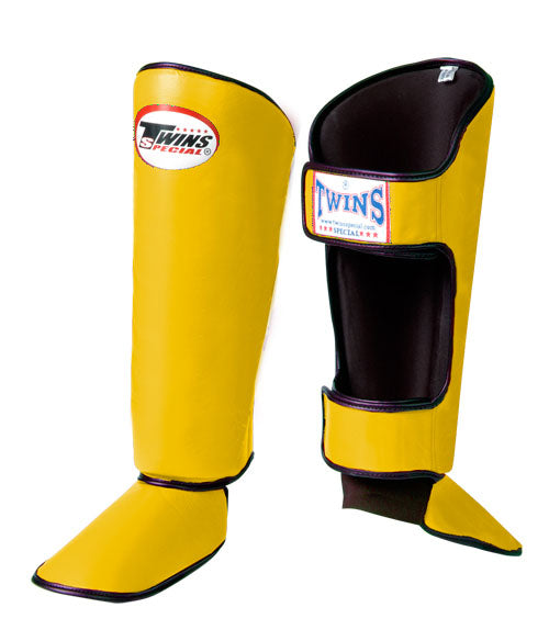 TWINS Classic Shin Guards- Premium Leather - Yellow, Pink, Orange, Light, Blue