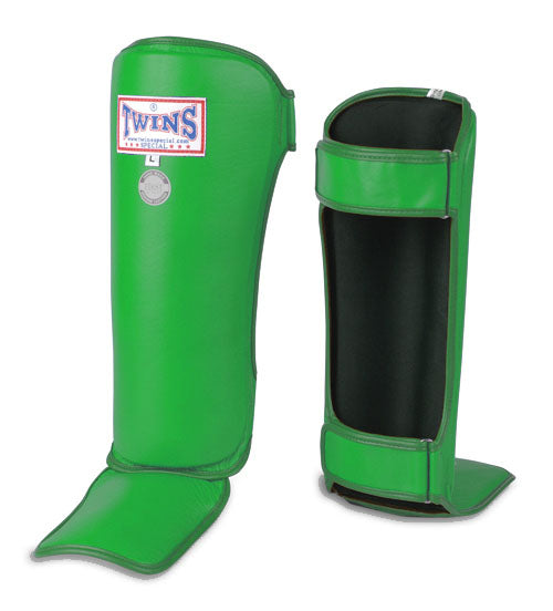 TWINS Competition Shin Guards- Premium Leather - Purple, Red, Green, Brown, Blue