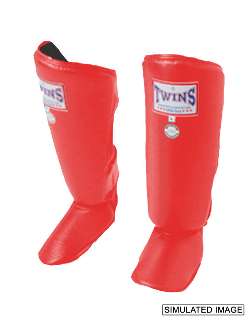 TWINS Bold Color Shin Guards- Pro Synthetic - Red, Blue