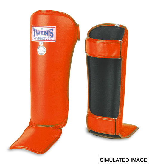 TWINS Competition Shin Guards- Premium Leather - Yellow, Pink, Orange, Light, Blue