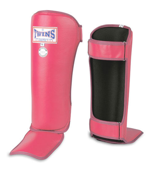 TWINS Competition Shin Guards- Premium Leather - Yellow, Pink, Orange, Light, Blue