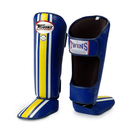 TWINS Lumpini Shin Guards- Premium Leather- Bold Colors- Blue, Red, Green, Purple