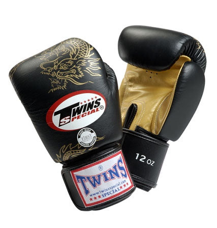 TWINS Dragon Boxing Gloves- Premium Leather - Black