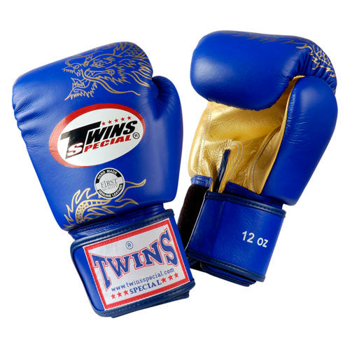 TWINS Dragon Boxing Gloves- Premium Leather- Blue