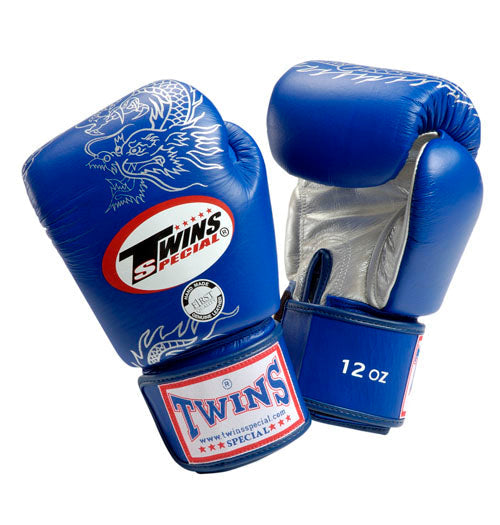 TWINS Dragon Boxing Gloves- Premium Leather- Blue