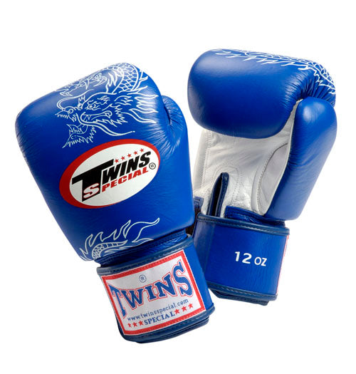 TWINS Dragon Boxing Gloves- Premium Leather- Blue