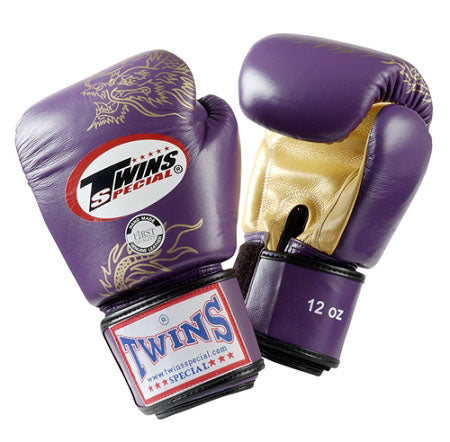 TWINS Dragon Boxing Gloves- Premium Leather - Purple