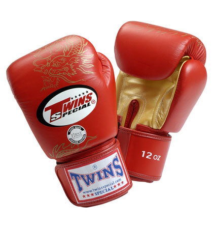 TWINS Dragon Boxing Gloves- Premium Leather - Red