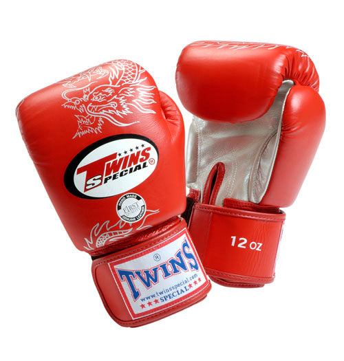 TWINS Dragon Boxing Gloves- Premium Leather - Red