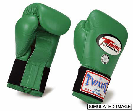 TWINS Boxing Gloves- Premium Leather Laceup w/ Elastic- Bold Colors - Blue, Green, Purple, Red