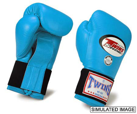 TWINS Boxing Gloves- Premium Leather Laceup w/ Elastic- Light Colors - Light Blue, Orange, Pink