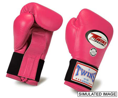 TWINS Boxing Gloves- Premium Leather Laceup w/ Elastic- Light Colors - Light Blue, Orange, Pink