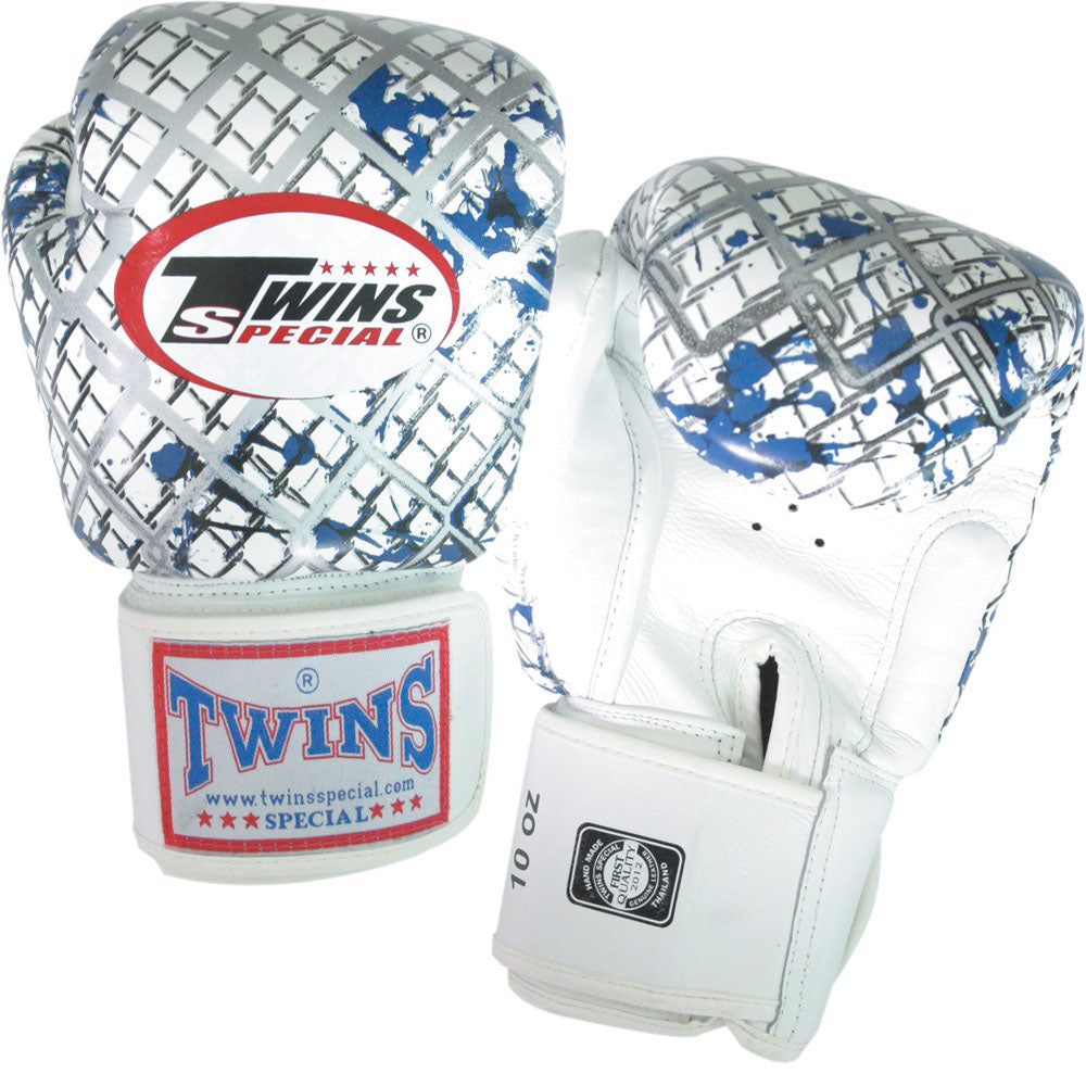 TWINS Chainlink Boxing Gloves- Premium Leathe- White