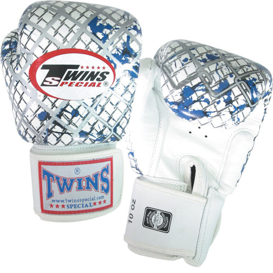 TWINS Chainlink Boxing Gloves- Premium Leathe- White