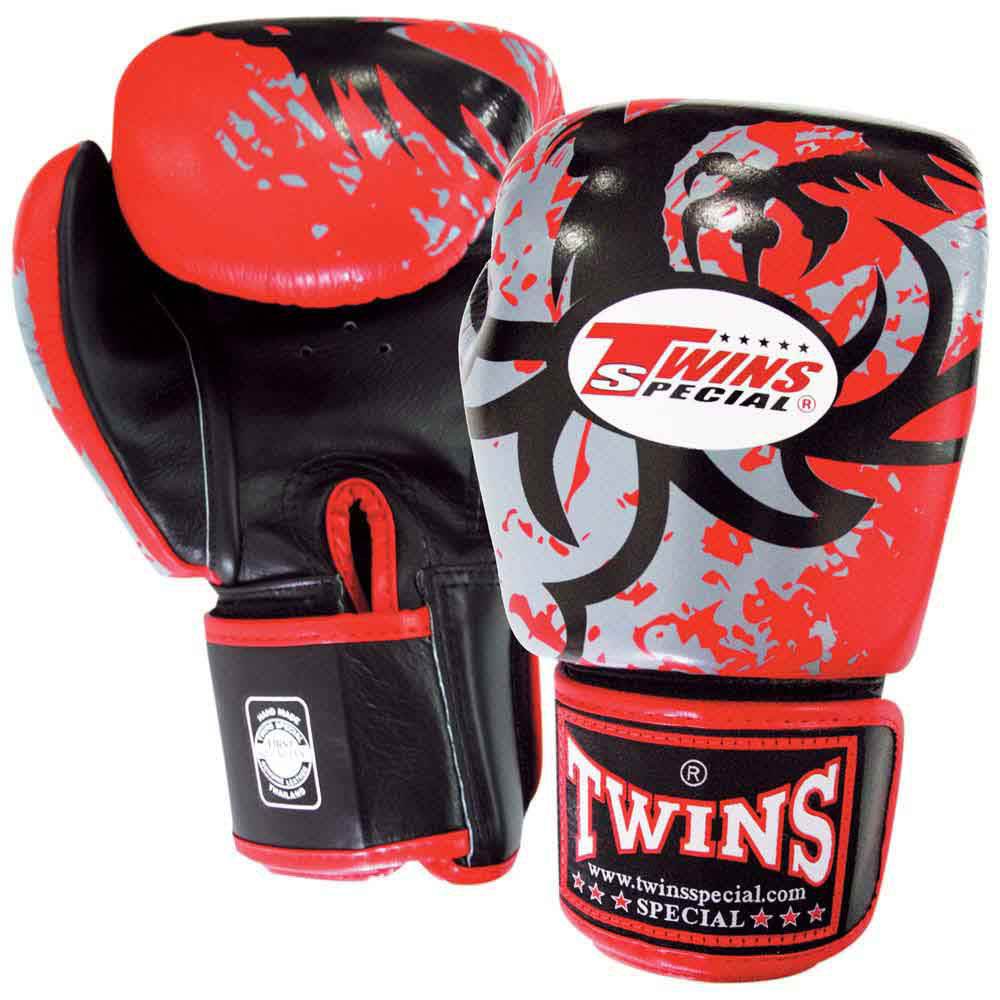 TWINS Tribal Dragon Boxing Gloves- Premium Leather- White