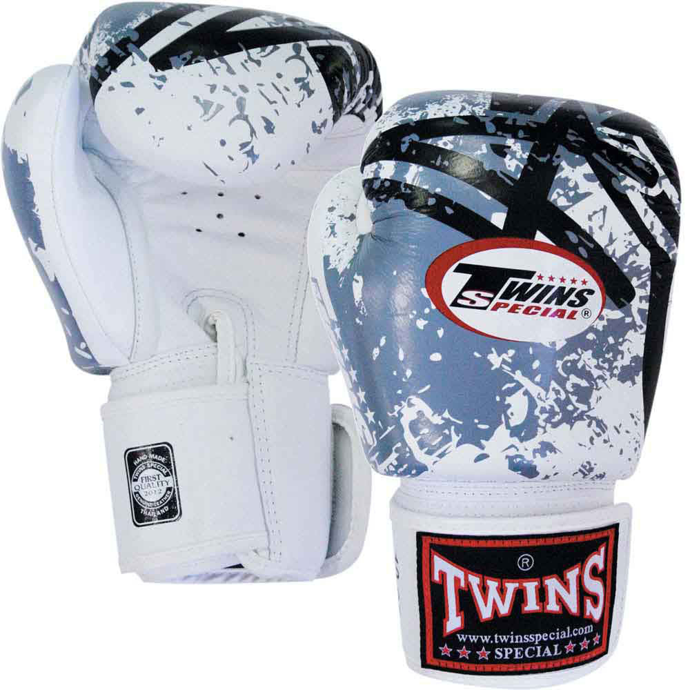 TWINS Breaking Point Boxing Gloves- Premium Leather- White