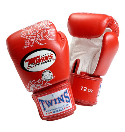 TWINS Dragon Boxing Gloves- Premium Leather - Red