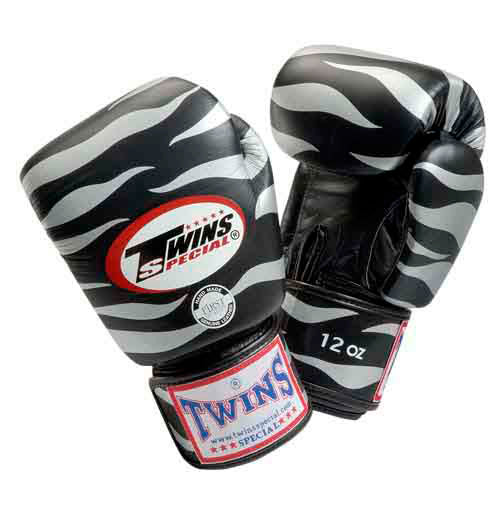 TWINS Tiger Boxing Gloves- Premium Leather - Black