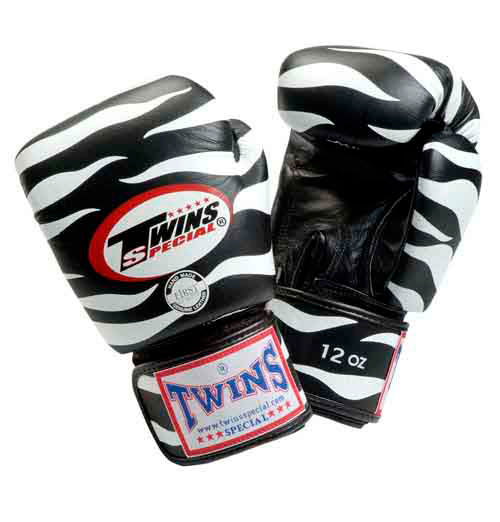 TWINS Tiger Boxing Gloves- Premium Leather - Black