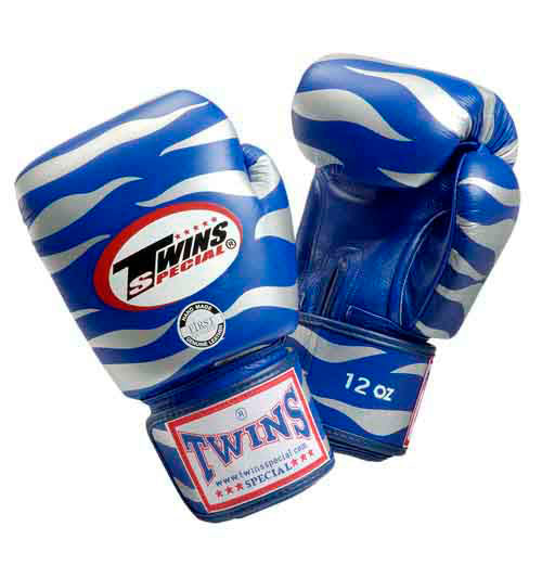 TWINS Tiger Boxing Gloves- Premium Leather - Blue