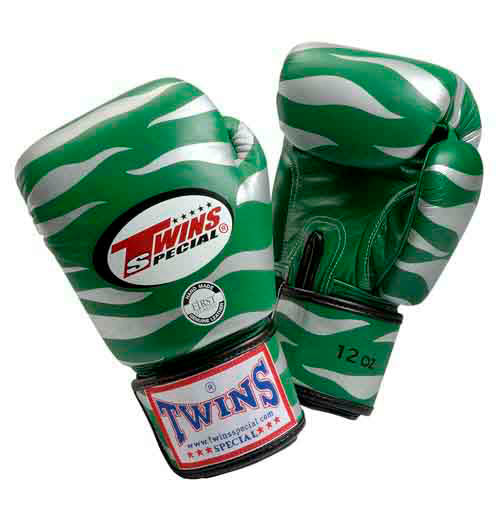 TWINS Tiger Boxing Gloves- Premium Leather - Green