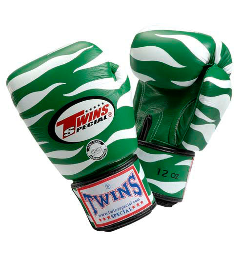 TWINS Tiger Boxing Gloves- Premium Leather - Green