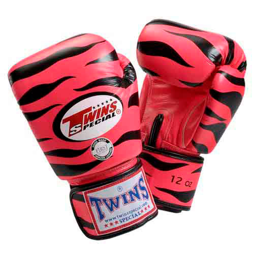 TWINS Tiger Boxing Gloves- Premium Leather - Pink