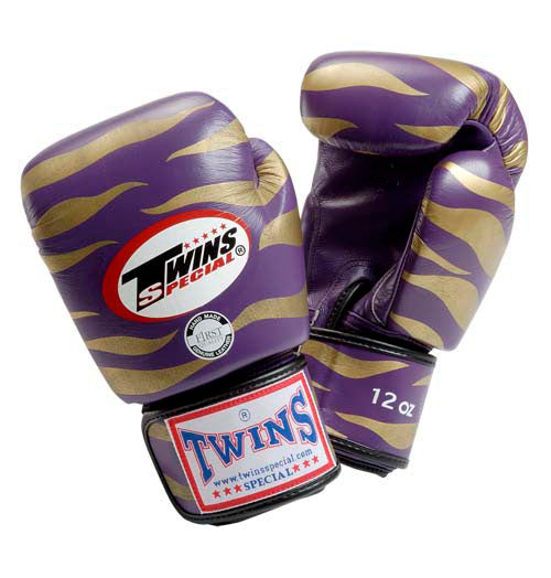 TWINS Tiger Boxing Gloves- Premium Leather - Purple