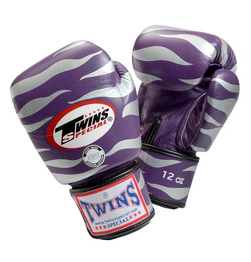 TWINS Tiger Boxing Gloves- Premium Leather - Purple