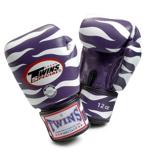 TWINS Tiger Boxing Gloves- Premium Leather - Purple