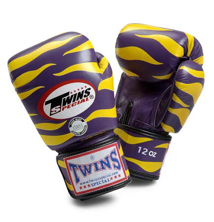 TWINS Tiger Boxing Gloves- Premium Leather - Purple