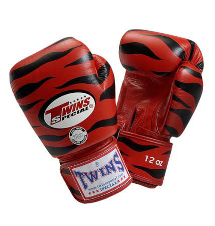 TWINS Tiger Boxing Gloves- Premium Leather - Red