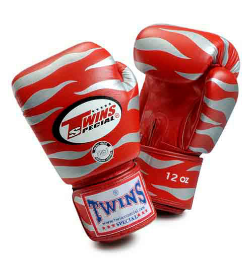 TWINS Tiger Boxing Gloves- Premium Leather - Red