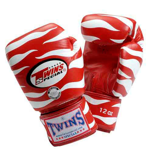 TWINS Tiger Boxing Gloves- Premium Leather - Red