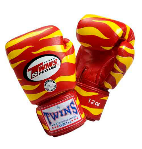 TWINS Tiger Boxing Gloves- Premium Leather - Red