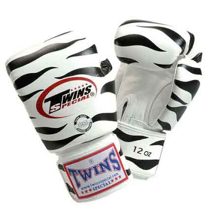 TWINS Tiger Boxing Gloves- Premium Leather - White