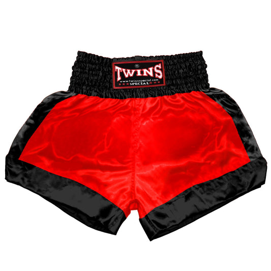 TWINS Muay Thai Shorts - Dual - Bold Colors - Border Bands - Black - Legs - Red, Brown, Green, Blue, Lavender