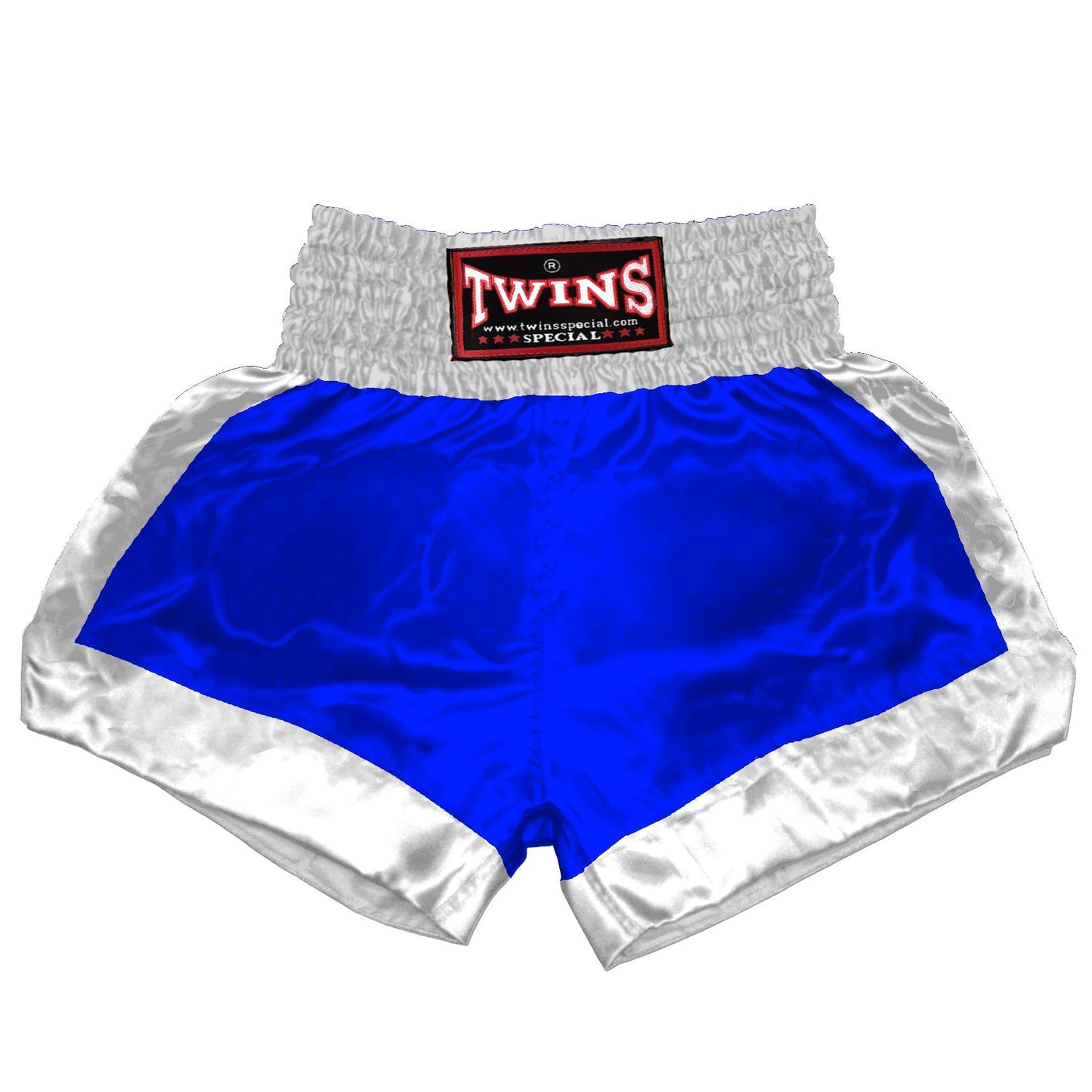 TWINS Muay Thai Shorts - Dual - Bold Colors - Border Bands - White - Legs - Red, Brown, Green, Blue, Lavender