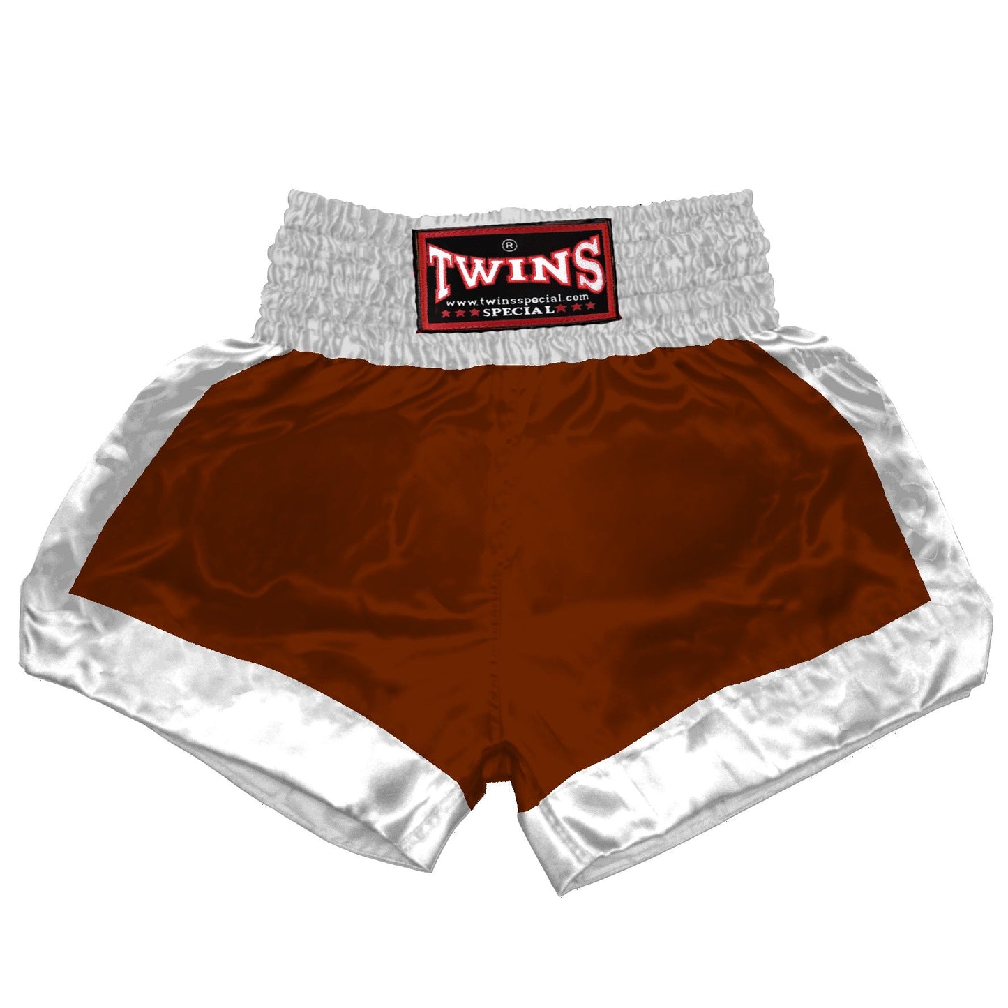 TWINS Muay Thai Shorts - Dual - Dark Colors - Border Bands - White - Legs - Maroon, Dark Brown, Green, Navy Blue, Purple