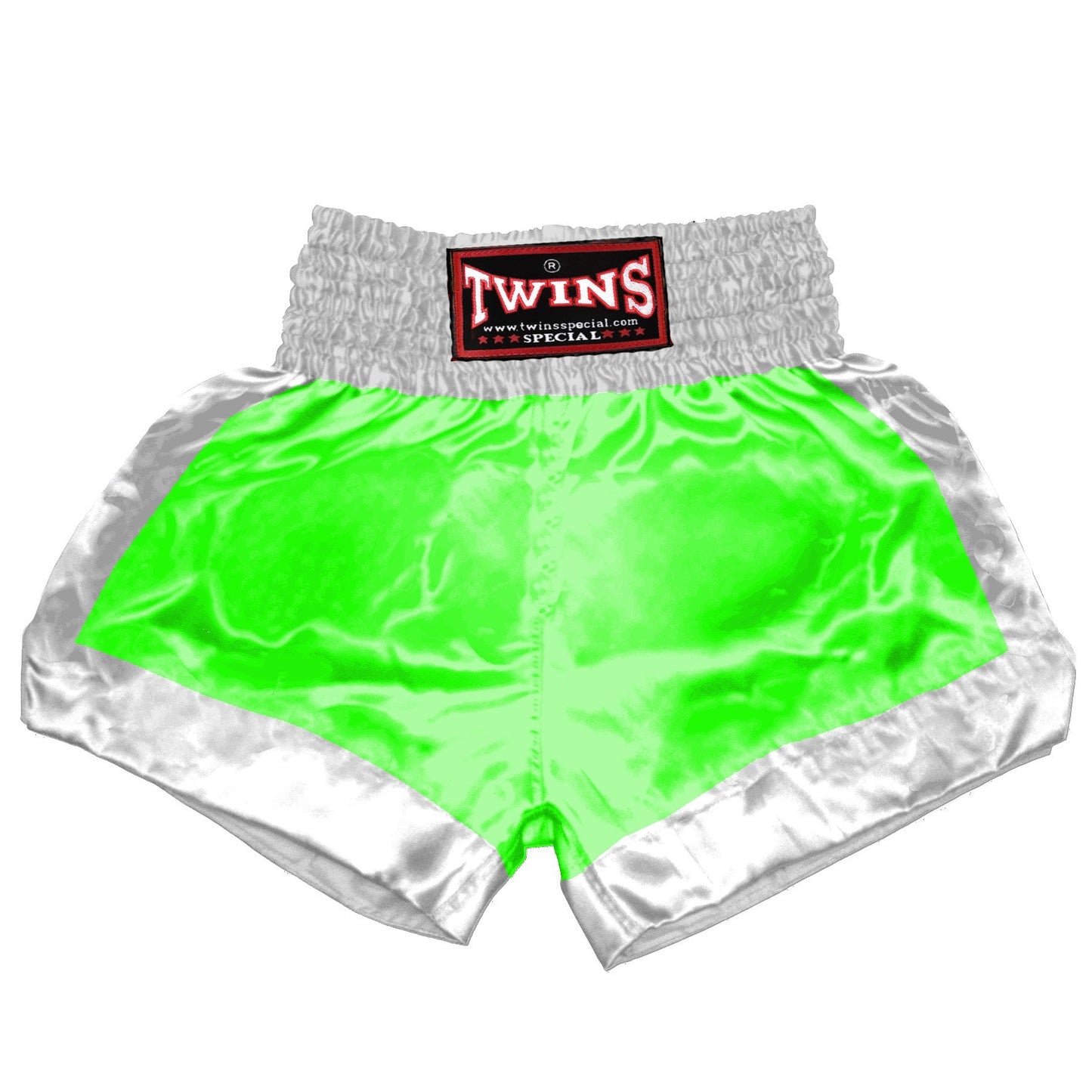 TWINS Muay Thai Shorts - Dual - Bold Colors - Border Bands - White - Legs - Red, Brown, Green, Blue, Lavender