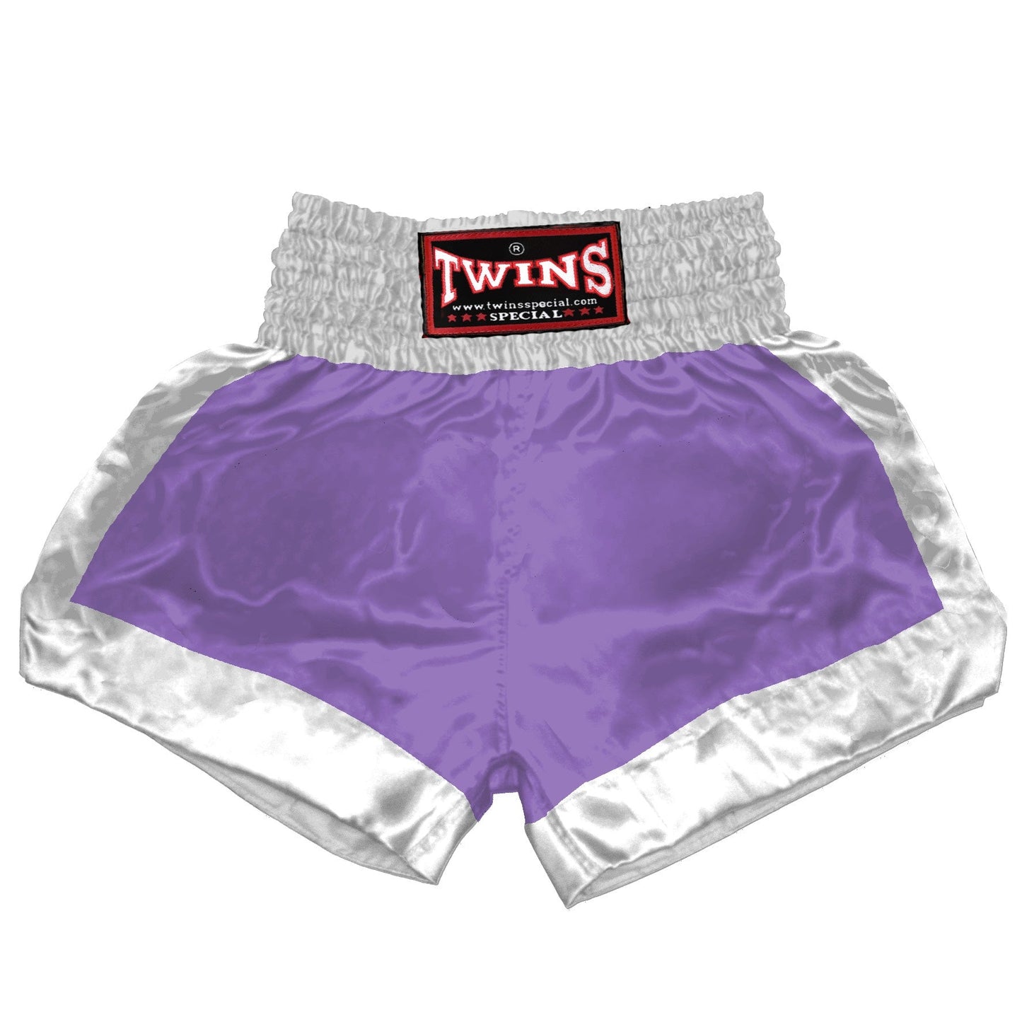 TWINS Muay Thai Shorts - Dual - Bold Colors - Border Bands - White - Legs - Red, Brown, Green, Blue, Lavender