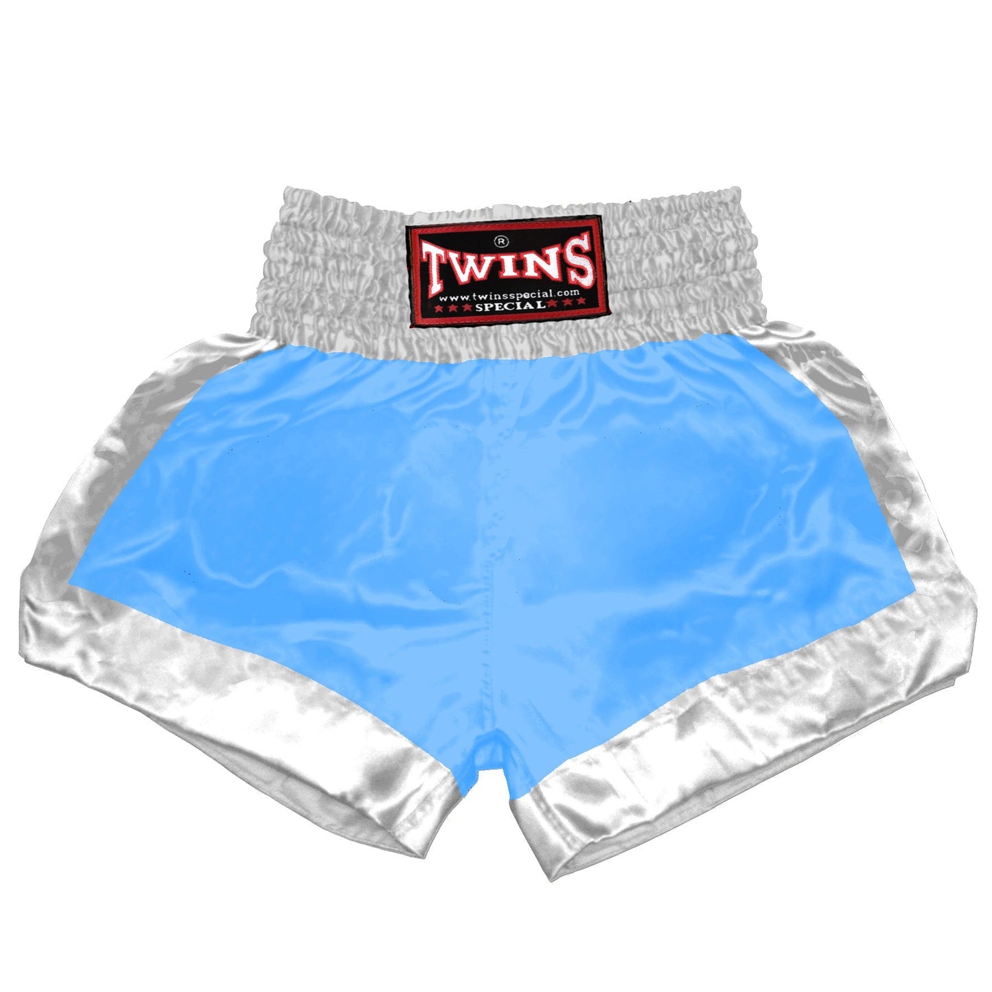 TWINS Muay Thai Shorts - Dual - Bright Colors - Border Bands - White - Legs - Orange, Yellow, Olive, Light Blue, Pink