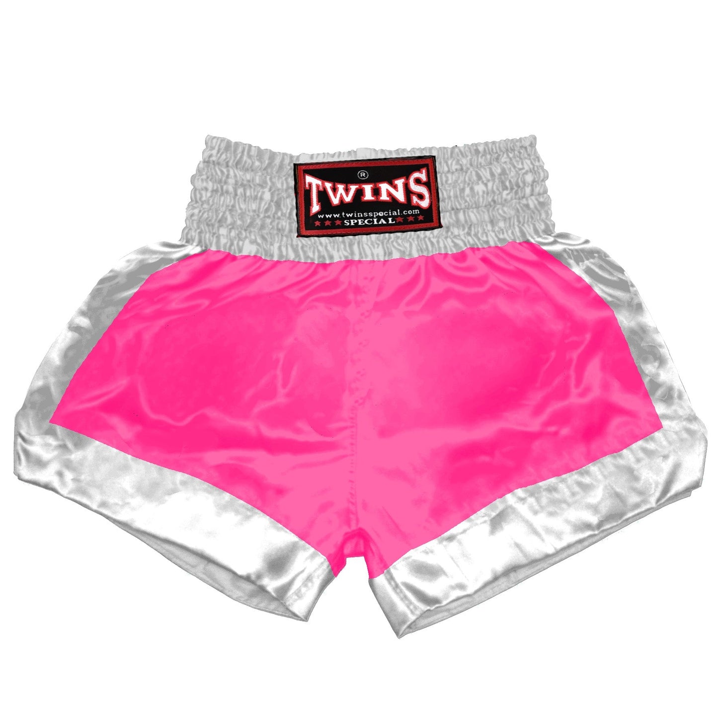 TWINS Muay Thai Shorts - Dual - Bright Colors - Border Bands - White - Legs - Orange, Yellow, Olive, Light Blue, Pink