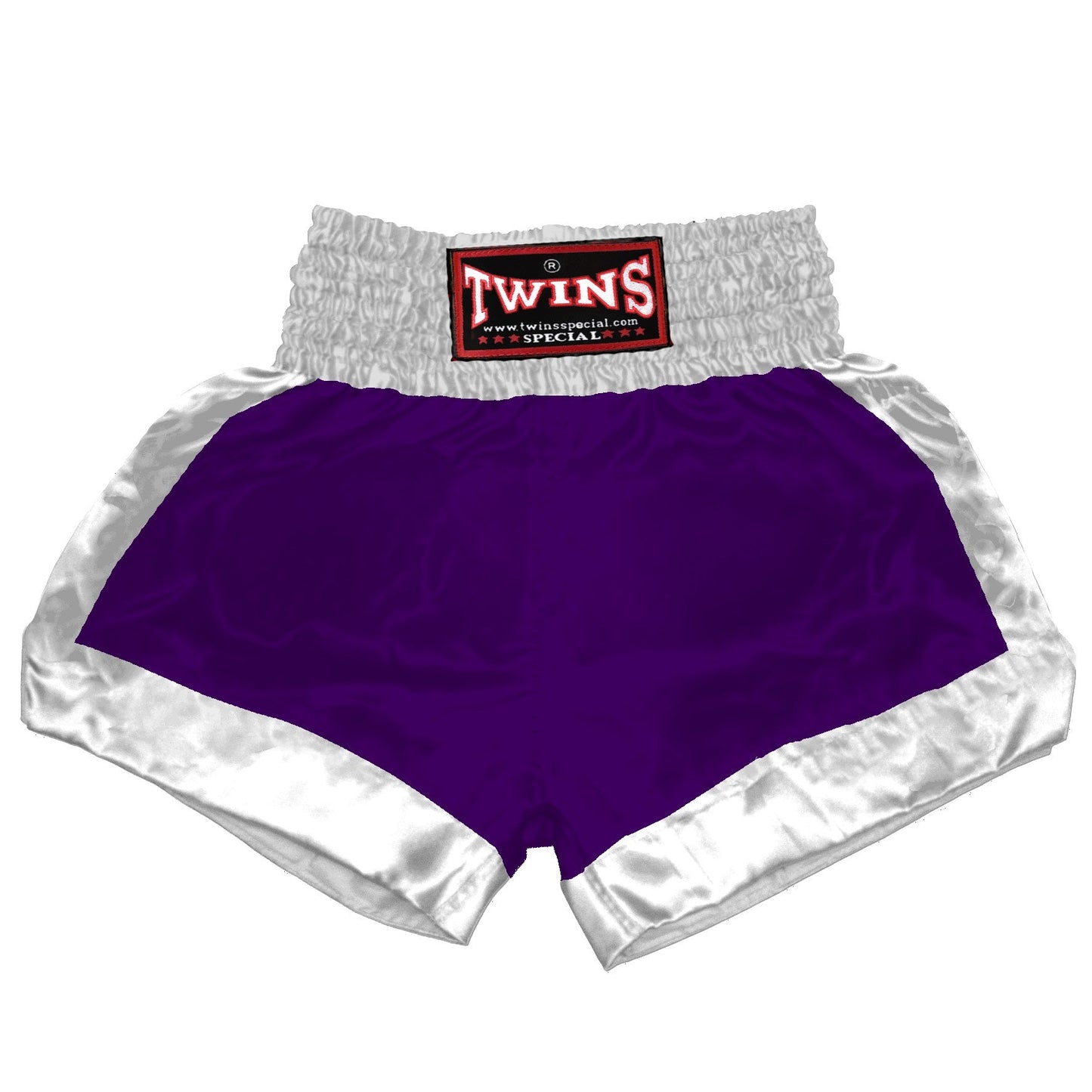 TWINS Muay Thai Shorts - Dual - Dark Colors - Border Bands - White - Legs - Maroon, Dark Brown, Green, Navy Blue, Purple