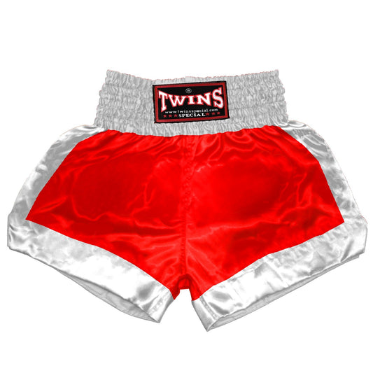 TWINS Muay Thai Shorts - Dual - Bold Colors - Border Bands - White - Legs - Red, Brown, Green, Blue, Lavender