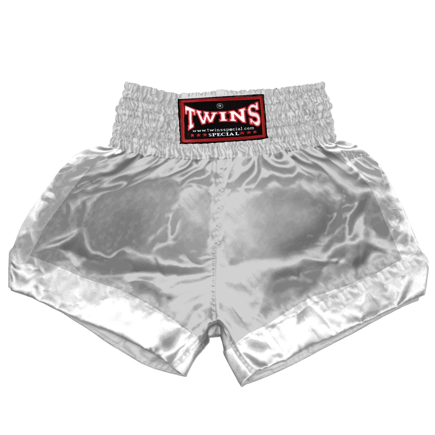 TWINS Muay Thai Shorts - Dual - Classic Tones - Border Bands - White - Legs - Black, Grey, Gold, Silver