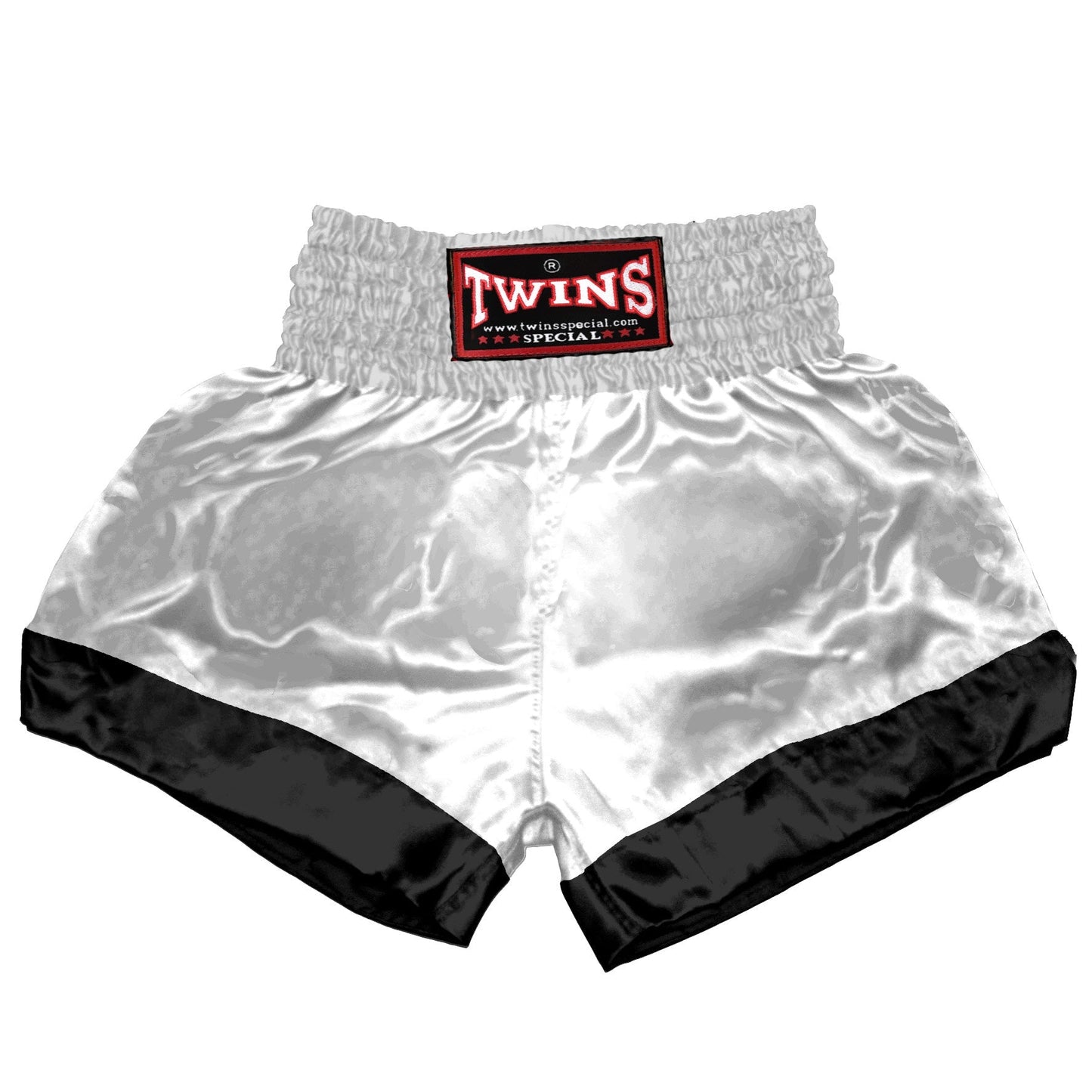 TWINS Muay Thai Shorts - Dual - Classic Tones - Leg Bands - Black - Legs - Grey, White, Gold, Silver