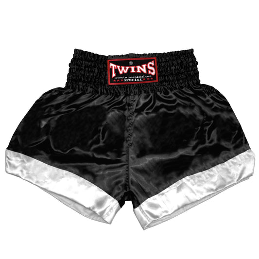 TWINS Muay Thai Shorts - Dual - Classic Tones - Leg Bands -  White - Legs - Grey, White, Gold, Silver