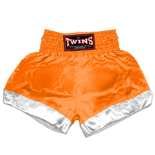 TWINS Muay Thai Shorts - Dual - Bright Colors - Leg Bands - White - Legs - Orange, Yellow, Olive, Light Blue, Pink