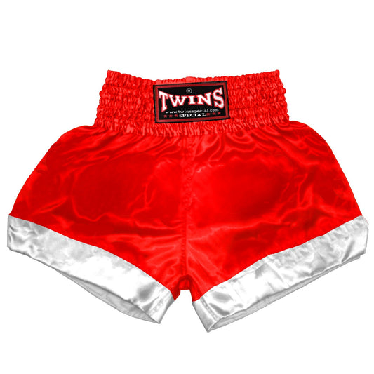 TWINS Muay Thai Shorts - Dual - Bold Colors - Leg Bands - White - Legs - Red, Brown, Green, Blue, Lavender